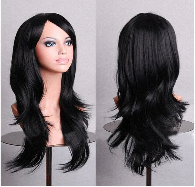 Micro-Rolled Oblique Bangs Long Curly Anime Cosplay Wig - 70cm