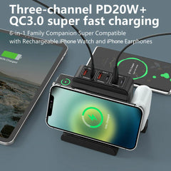 Fast Wireless Charger Pad 15W/10W/7.5W/5W with 6-Port PD20W USB-C & QC3.0 for iPhone, Samsung, Huawei, Xiaomi