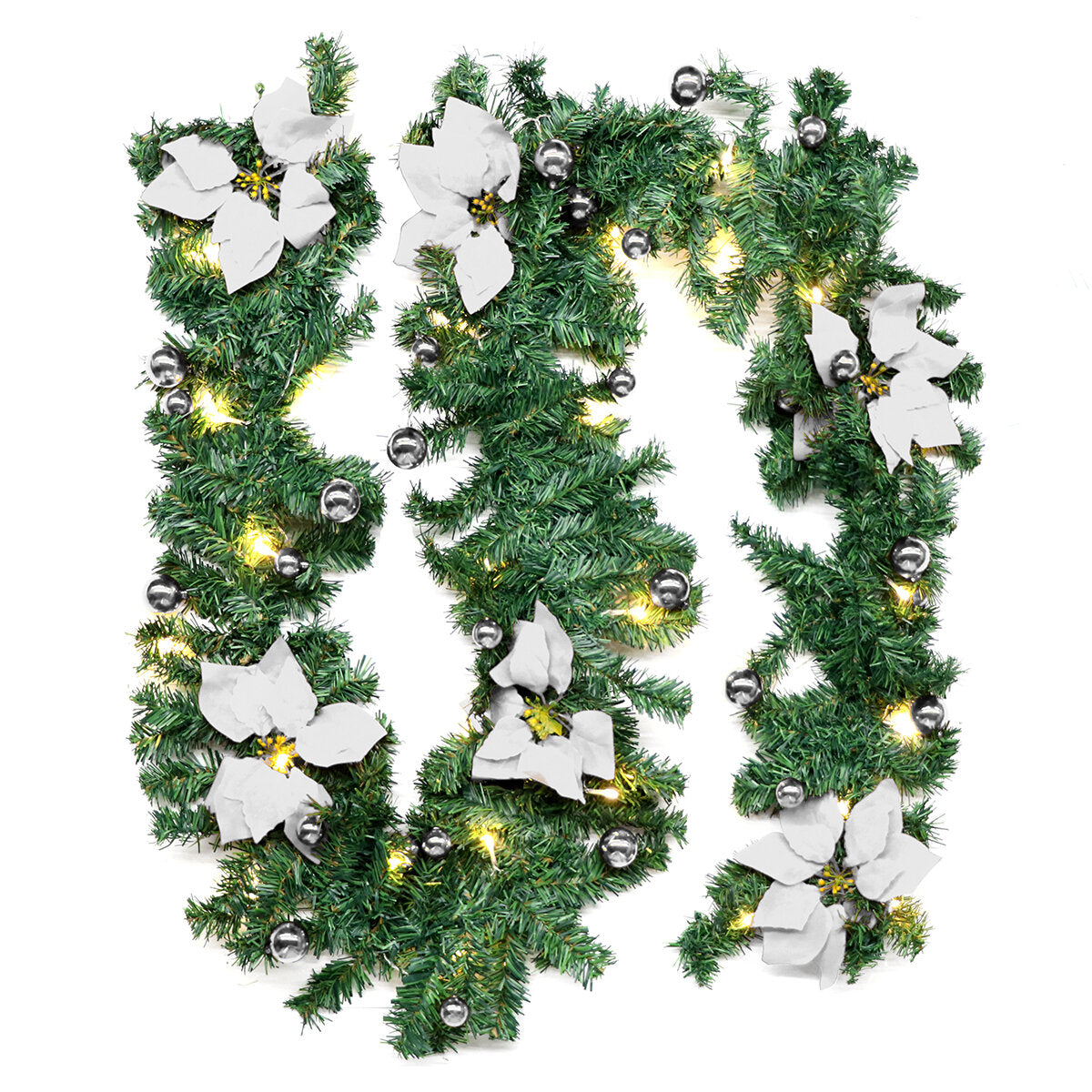 2.7m Christmas Tree, Wreath, Garland, Window Ornament, Xmas Party Decor, Clearance Christmas Lights & Decorations