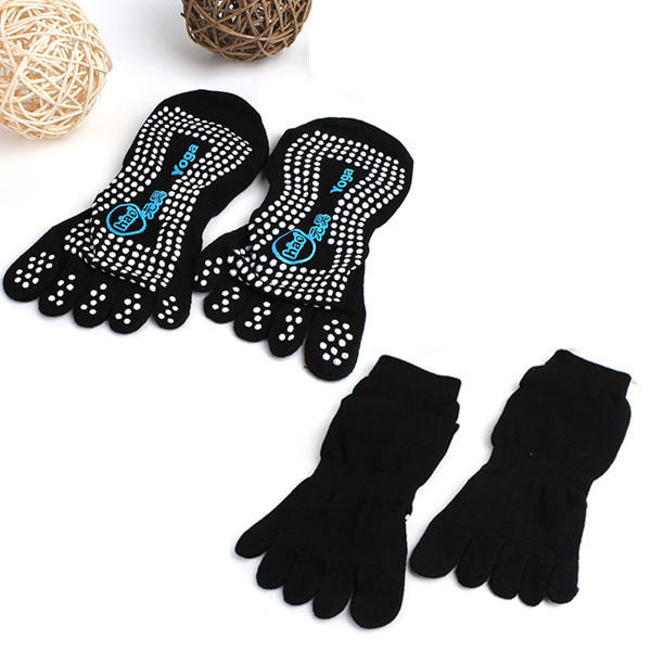 Non-Slip Full Toe Grip Elastic Cotton Yoga Socks with Silicone Massage Dots - 5 Colors