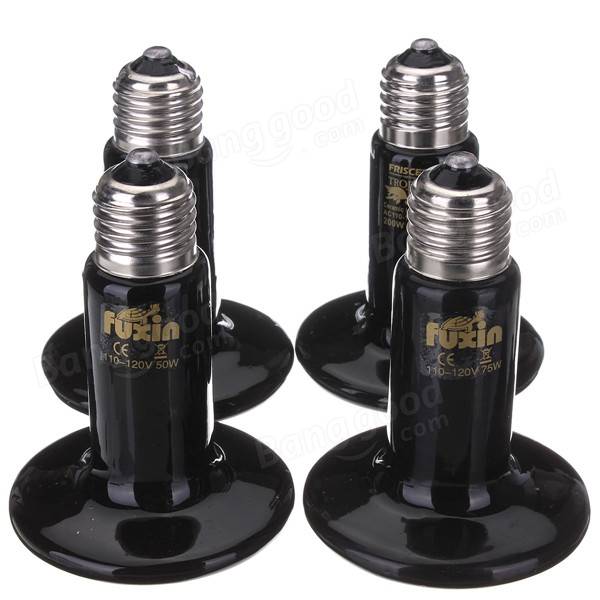 110V Black Infrared Ceramic Heat Emitter Lamp Bulb - 25W/50W/75W/100W for Reptile Pet Brooder