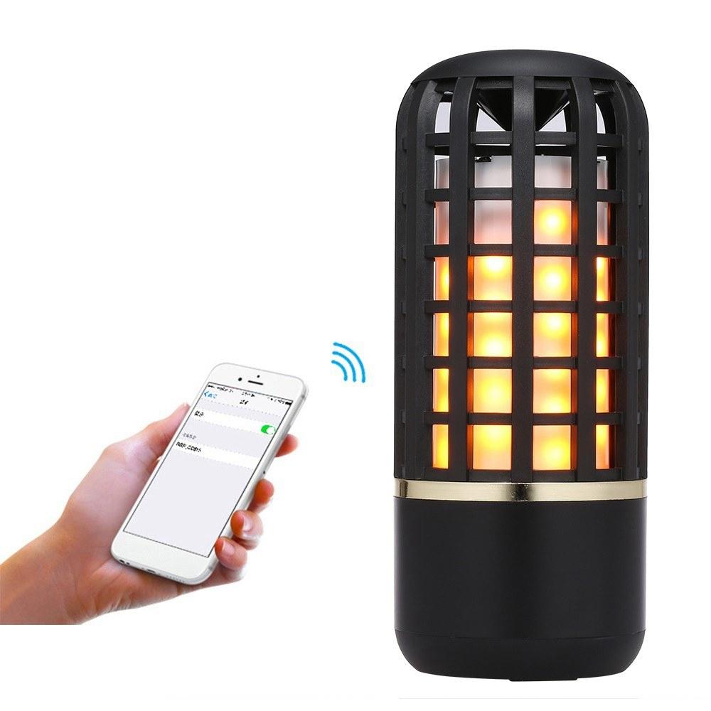 Portable Wireless Bluetooth Stereo Speaker with Rechargeable Flame Effect Night Light for Indoor/Outdoor Use