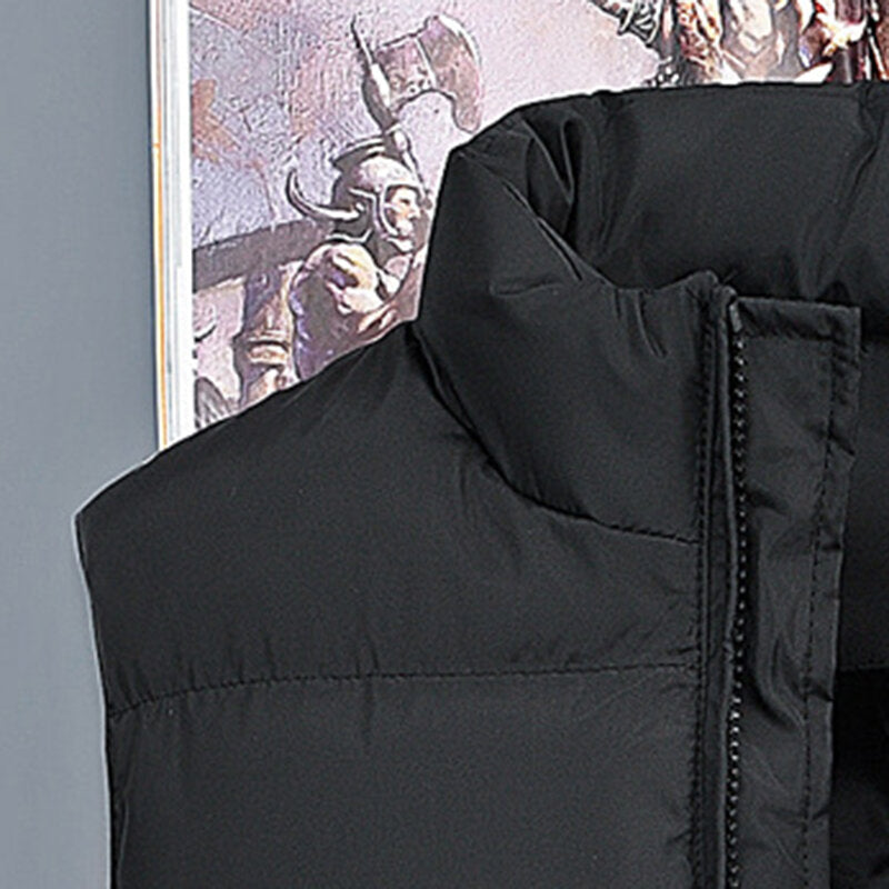 Men's Down Cotton Padded Stand Collar Casual Thick Vest Coat - Solid Color