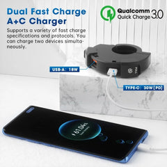 Universal 48W QC3.0 Motorcycle USB-C Charger with Waterproof Handlebar Mount Bracket