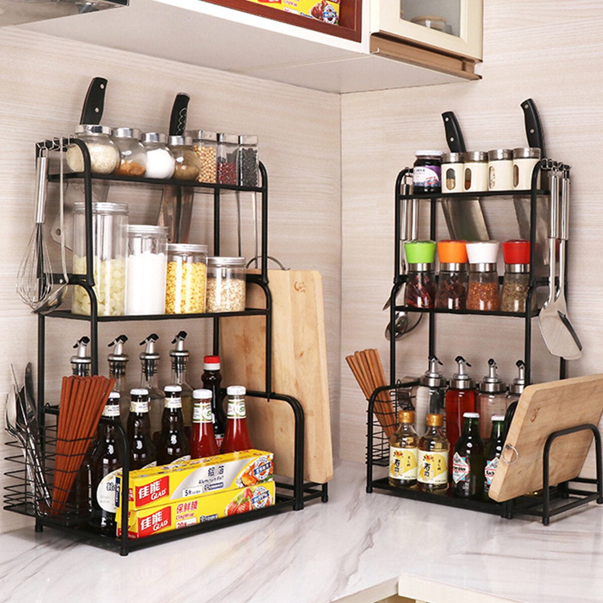 2/3 Layer Kitchen Storage Stand - Spice Rack & Shelf Holder for Flavoring Tools