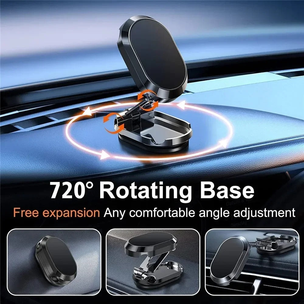 Foldable 720 Degree Magnetic Car Phone Holder Mount for iPhone & Xiaomi Devices