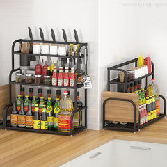 2-Tier Kitchen Countertop Spice Rack Organizer - Cabinet Shelves Holder