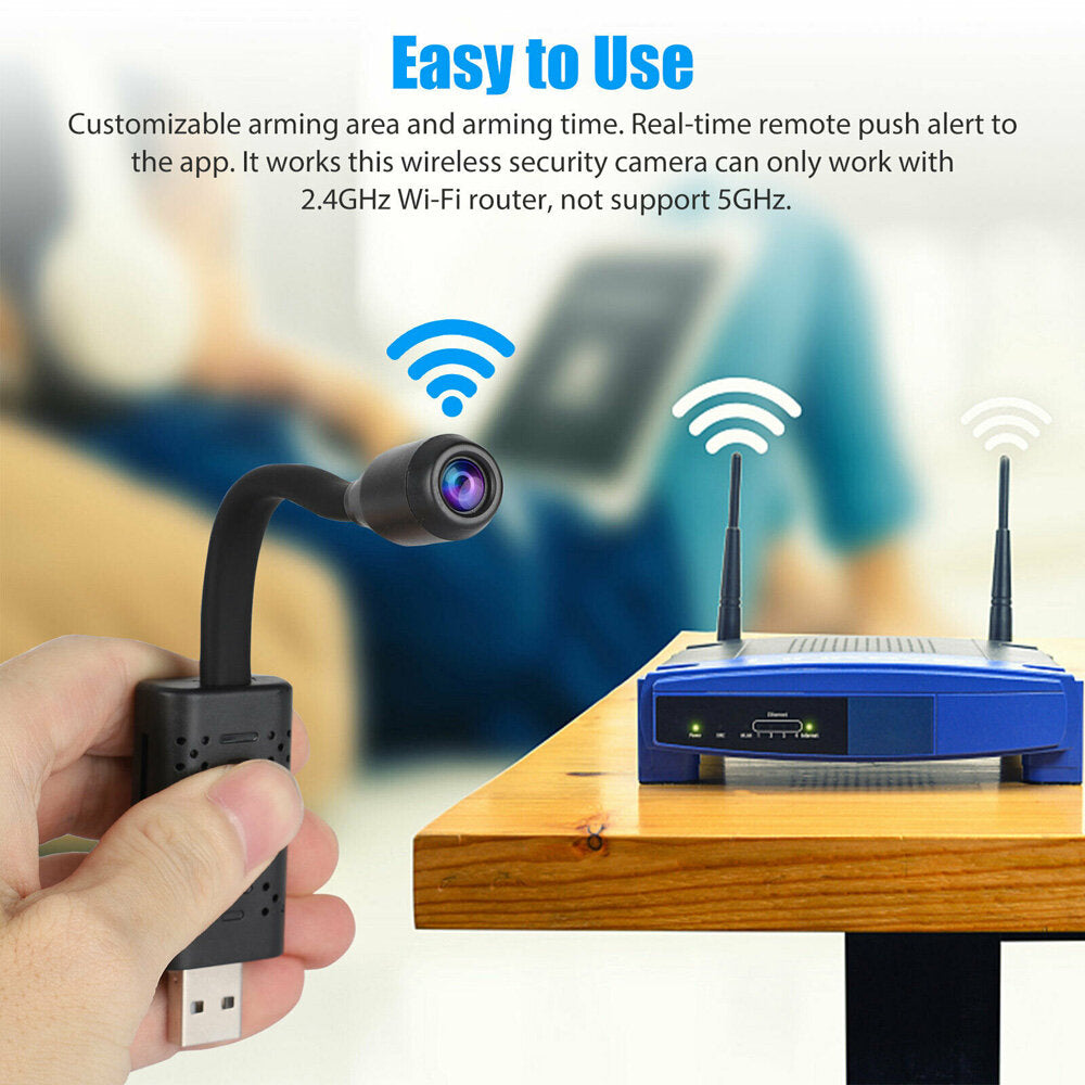 1080P WiFi Mini IP Camera with AI Human Detection, 140 Degree Wide Angle, 128G SD Card, Cloud Storage, Home Security CCTV