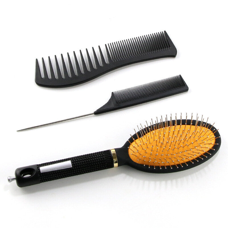 Steel Needle Tip Tail Comb & Seamless Clip Hair Styling Set - Double-Head Massage Comb for Household Use