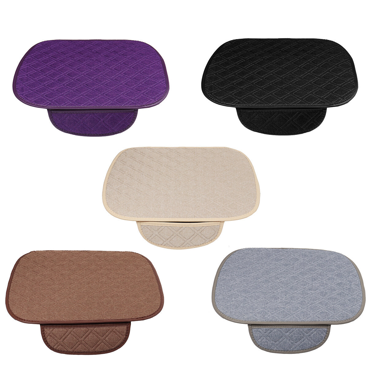 4 Colors Universal Plush Anti-Slip Car Seat Cushion Cover - Front & Rear, Autumn Winter Lattice Chair Pad