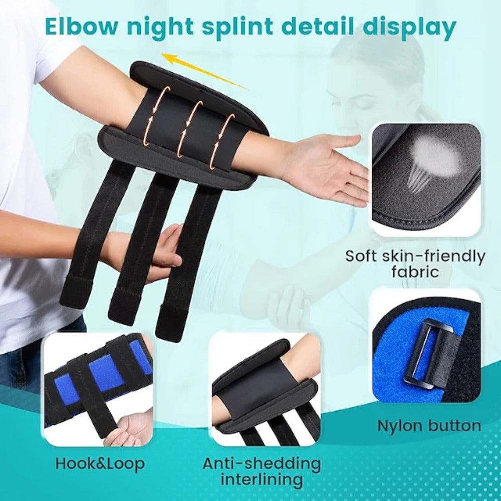 Elbow Brace & Splint for Cubital Tunnel Syndrome, Night Support for Ulnar Nerve, Tennis Elbow, Fits Left/Right Arm