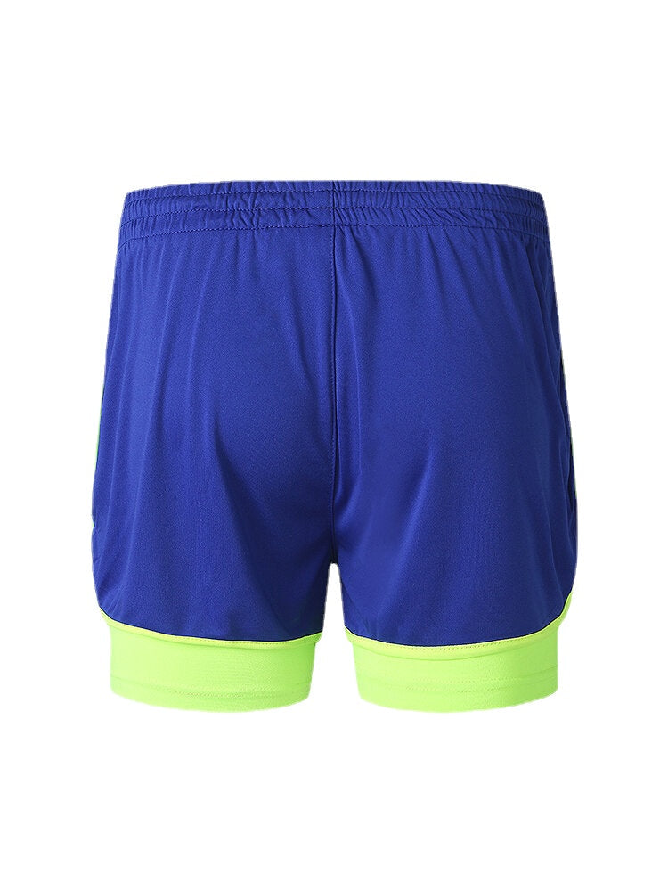 Zweifarbige Patchwork-Sporttrainingsshorts für Herren im Slim Fit, doppellagig, Strandshorts