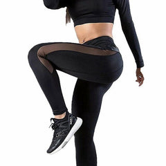 Yogahose mit hoher Taille für Damen – schnelltrocknende Lauf-Fitness-Leggings aus Netzleder, Hüft-Push-Up, Strumpfhose mit hoher Elastizität