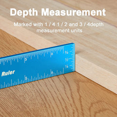 3pcs Aluminum Woodworking Rulers Set with Slide Stop - Precision Metal T-Track Square Ruler for Measuring and Scribing, Inch & Metric