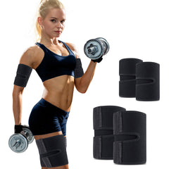 4PCS Adjustable Arm & Thigh Sport Protective Straps - Exercise Wraps to Improve Sweating for Women & Men