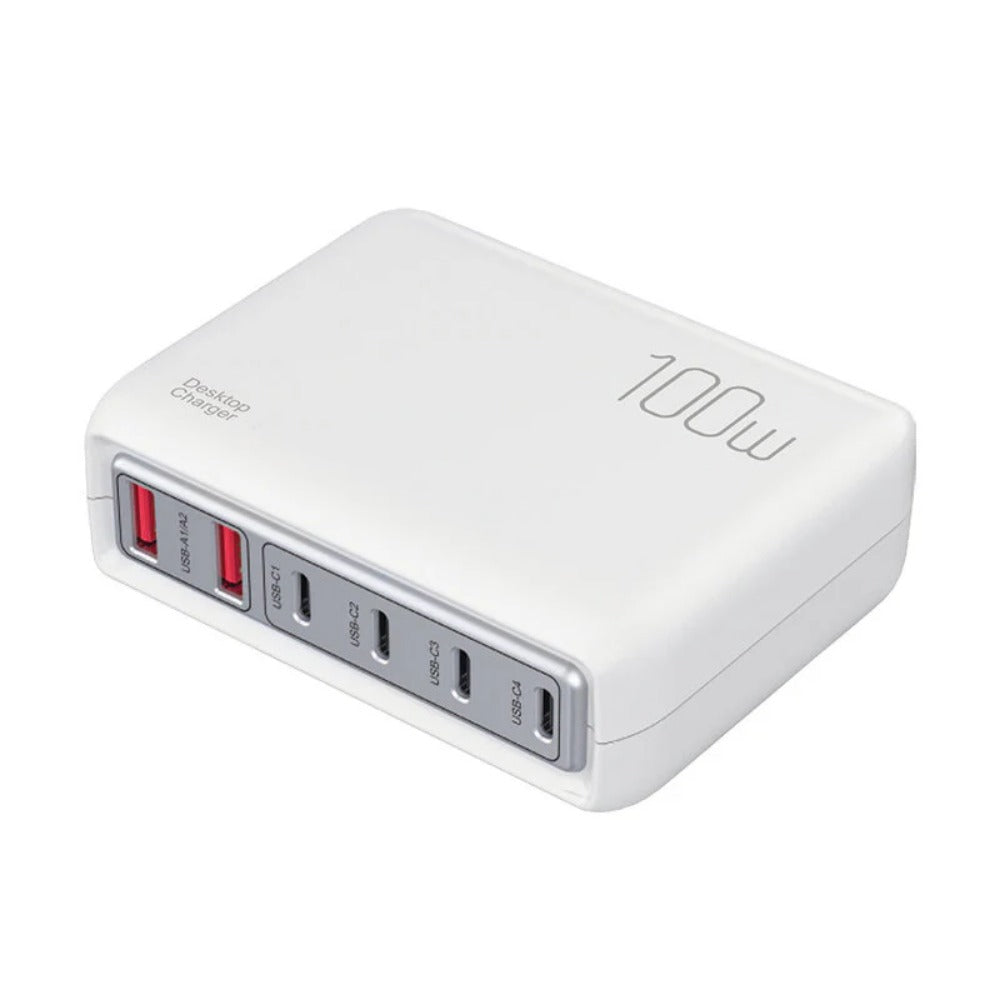 100W 6-Port USB PD Ladegerät, Schnellladestation für iPhone, Samsung, Huawei, Xiaomi