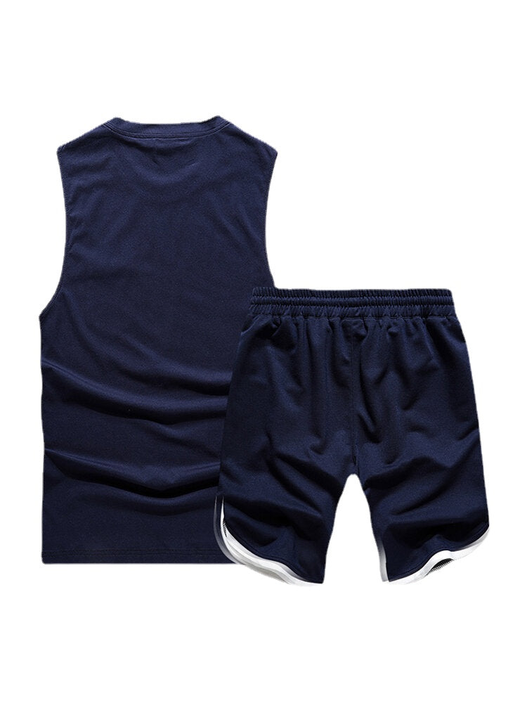 Bequemes Pyjama-Set für Herren mit Sporttasche, einfarbig, elastischer Taille