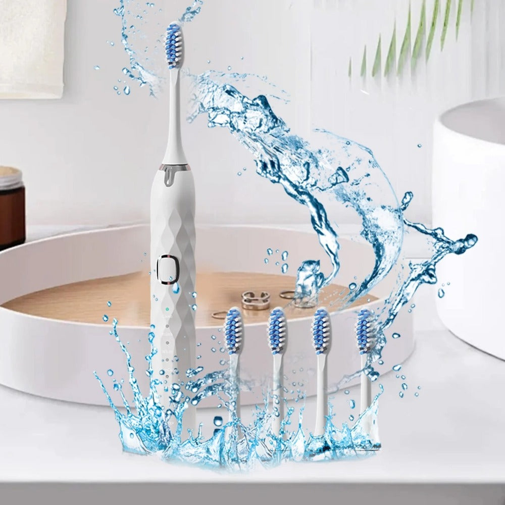 Electric Toothbrush Set - 5 Modes, IPX7 Waterproof, 5 Soft Heads for Adults & Kids