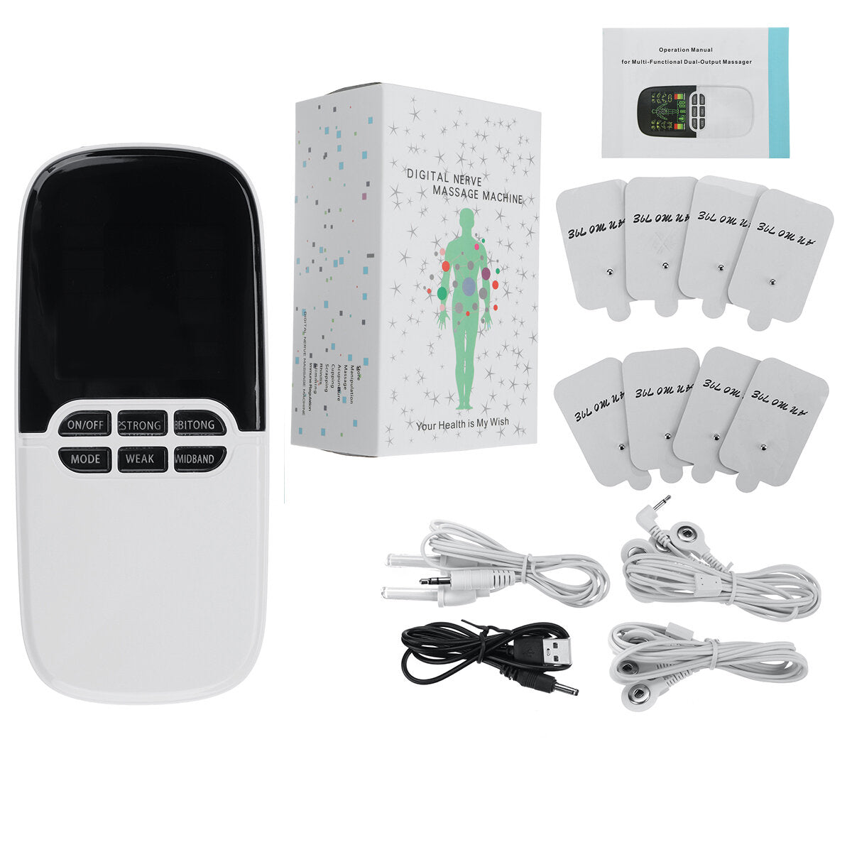 Electronic Pulse Meridian Massager with LCD Display - 8 Modes for Neck & Shoulder Pain Relief