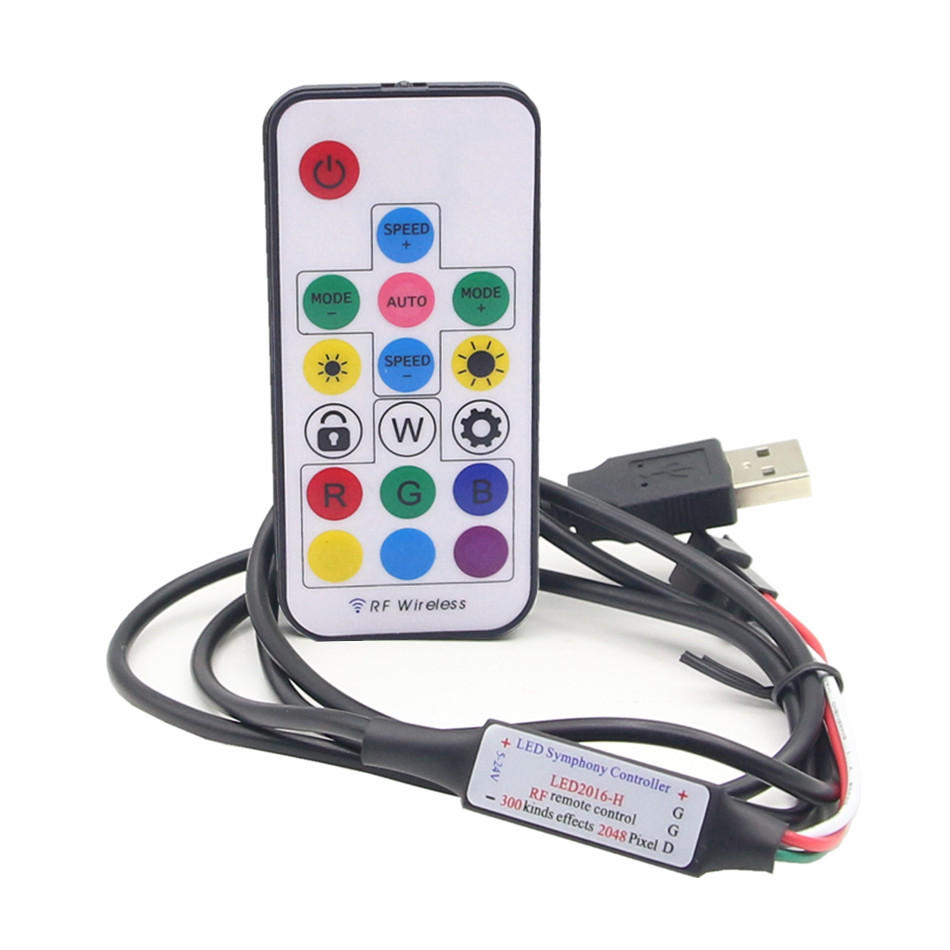 1M WS2812B RGB LED Strip Light, 144 LEDs, Non-Waterproof, 17-Key Remote, DC5V