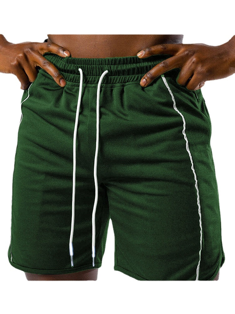 Men's Solid Color Workout Shorts with Pockets and Drawstring for Fitness