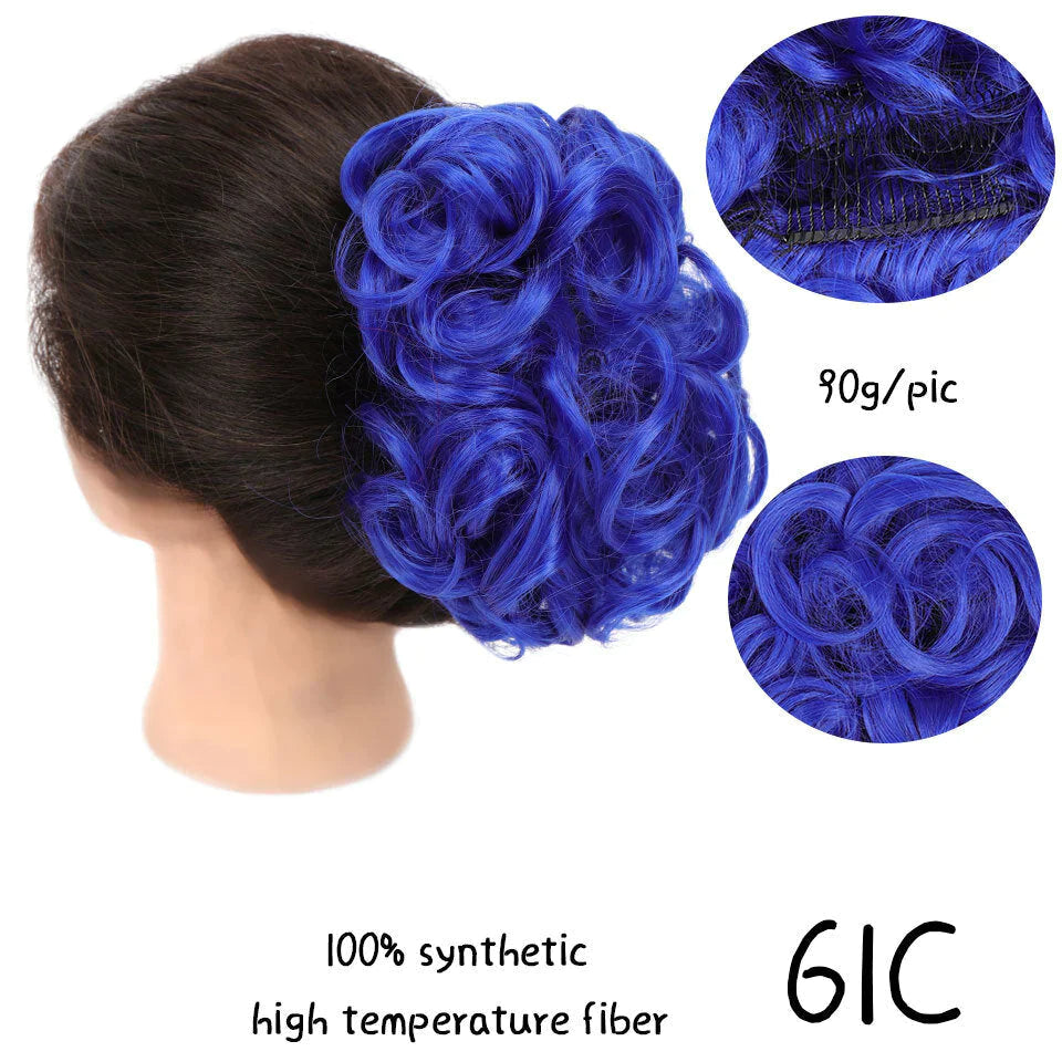 30-Color Big Steel Fork Hair Ring Wig Updo Cover - Fluffy Chemical Fiber Wig Piece