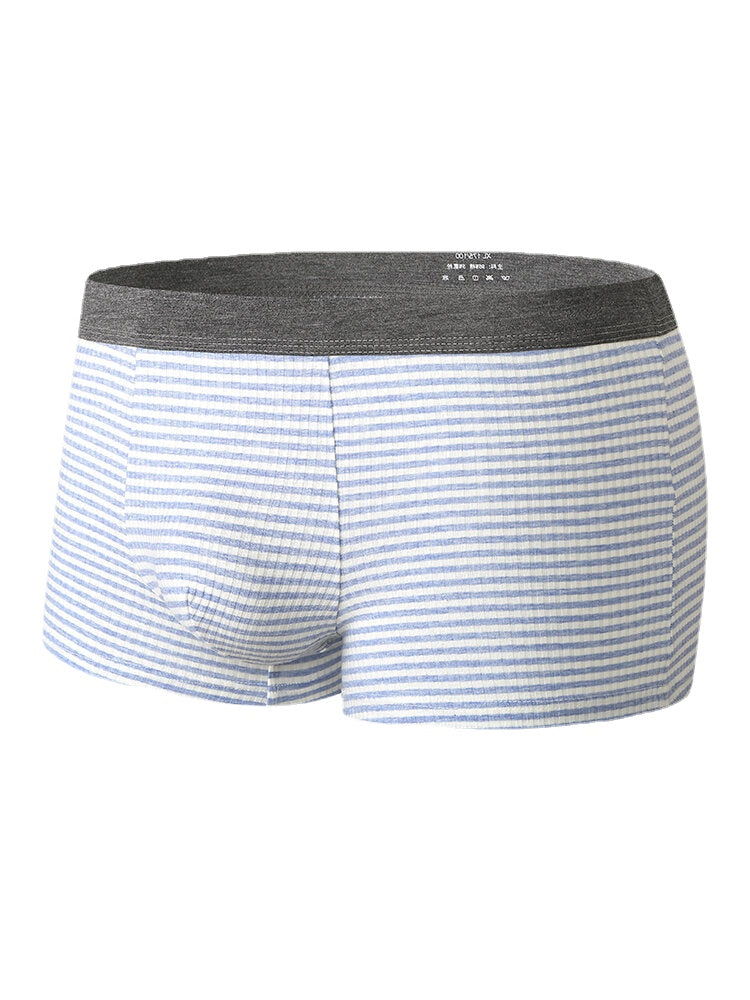 Herren-Boxershorts aus gerippter Baumwolle mit Nadelstreifen, atmungsaktiv, antibakteriell, mit Beutel – gemütliche Unterwäsche