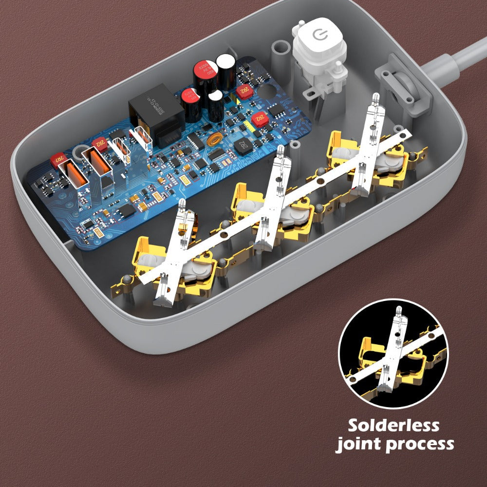 3250 W GaN 7-Port-Steckdosenleiste: 2 USB-A, 2 USB-C, 3 Steckdosen, Schnellladung, EU-Stecker