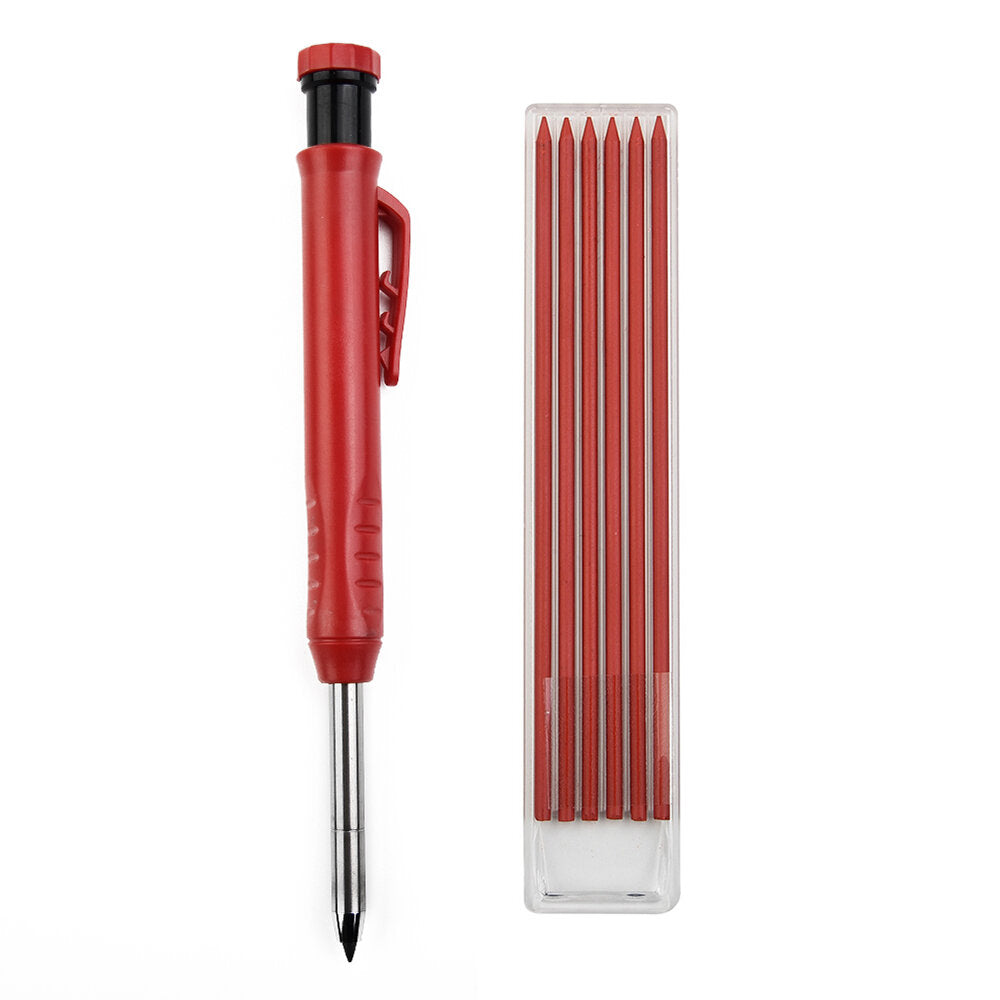 Carpenter Pencil with Sharpener - Multi-Color Refills for Woodworking Marking