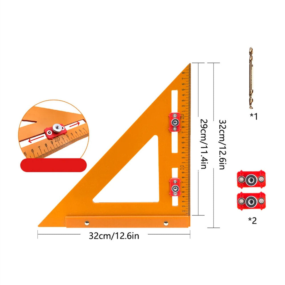 2-in-1 Drilling Positioning Angle Ruler - Accurate Woodworking Tool for Cabinet Drawer Installation, Lightweight & Durable