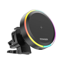 RGB Magnetic Car Phone Holder & 15W Wireless Charger for iPhone 14/13 Pro Max, Samsung Devices