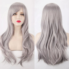 70CM Long Dark Purple Synthetic Cosplay Wig - High Temperature Fiber Hair Extensions for Women