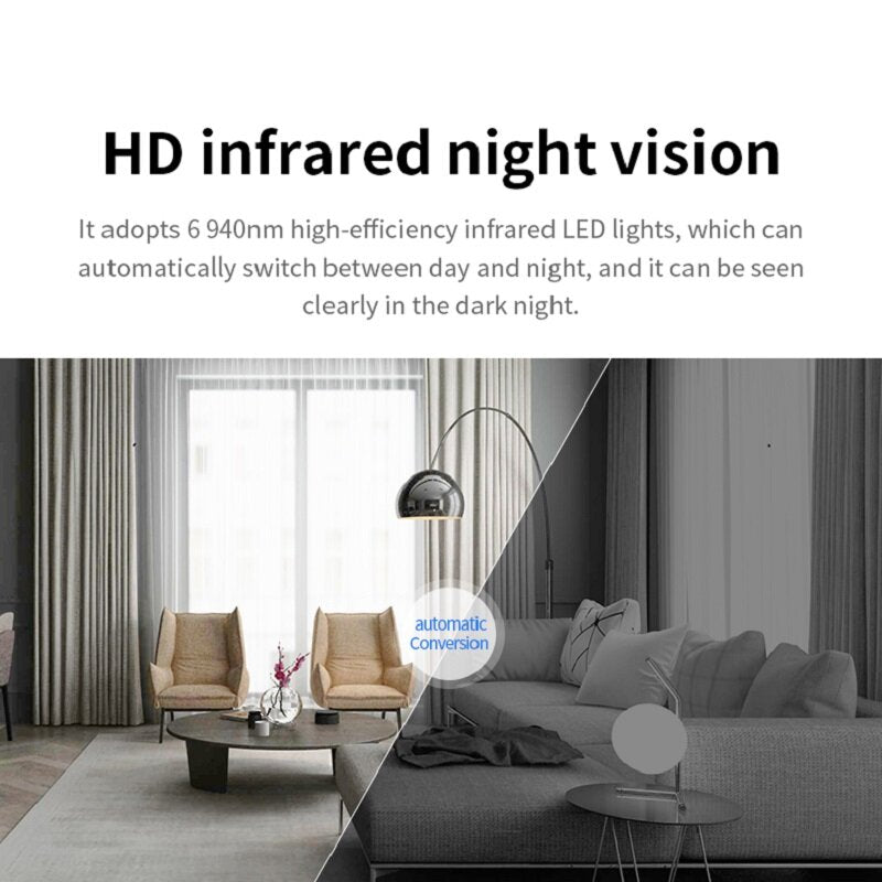 1080P HD Home Security Camera with Night Vision, Motion Sensor, and Alarm