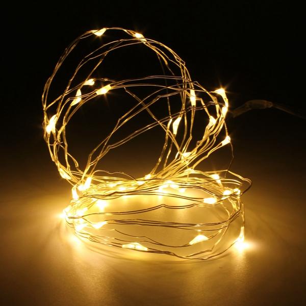 10M 100 LED Battery-Powered Waterproof Silver Wire Fairy String Lights for Christmas Party Decor