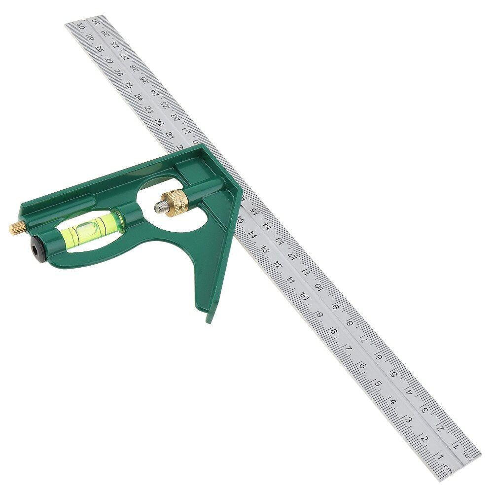 12" 300mm Adjustable Combination Square Ruler 45/90 Degree with Bubble Level - Multi-functional Measuring Tool