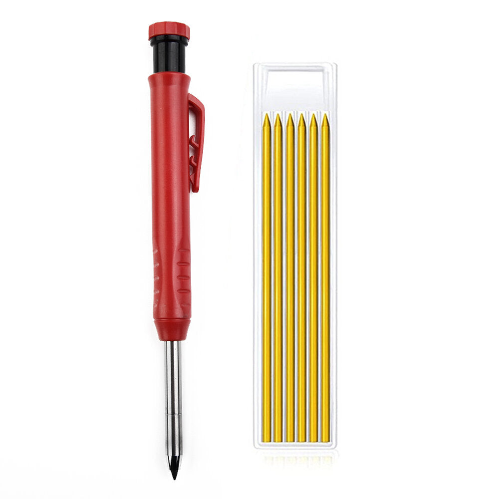 Carpenter Pencil with Sharpener - Multi-Color Refills for Woodworking Marking
