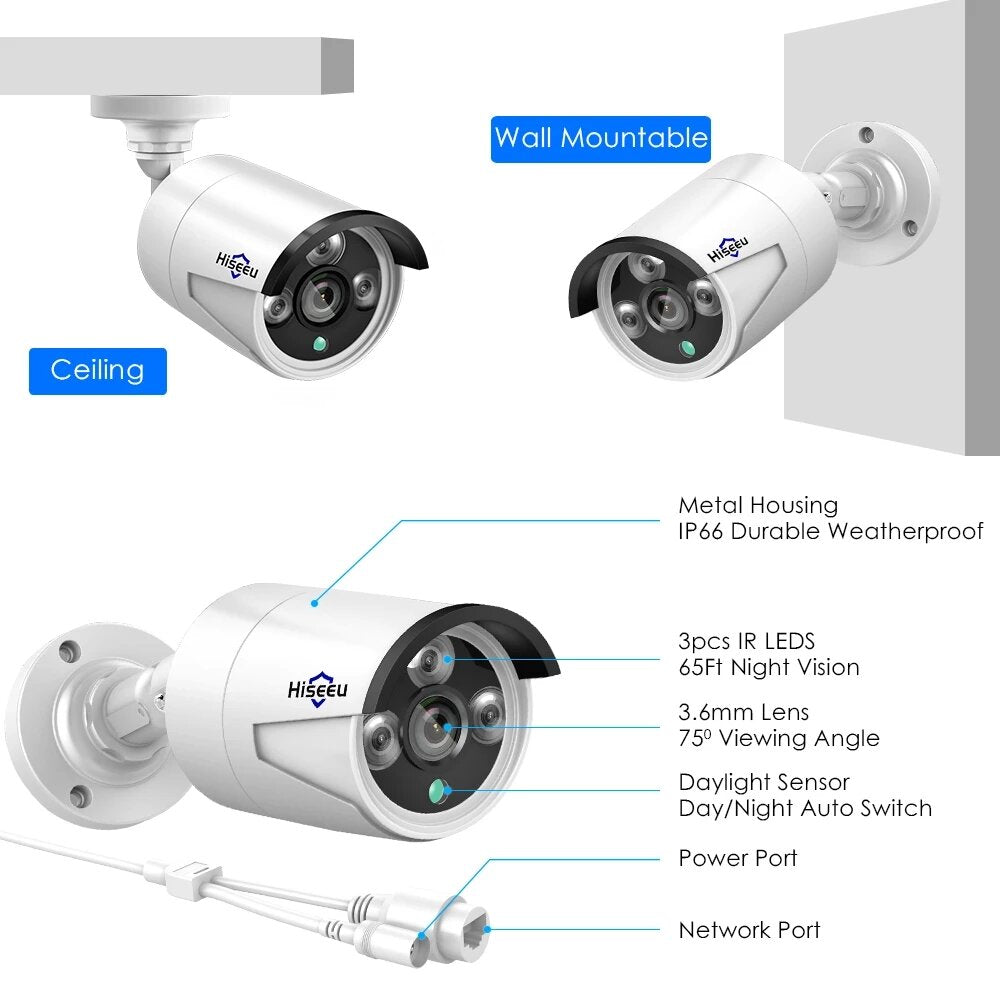 3.0MP POE Mini Bullet IP Camera, ONVIF P2P, IP66 Waterproof, Outdoor, IR CUT, Night Vision