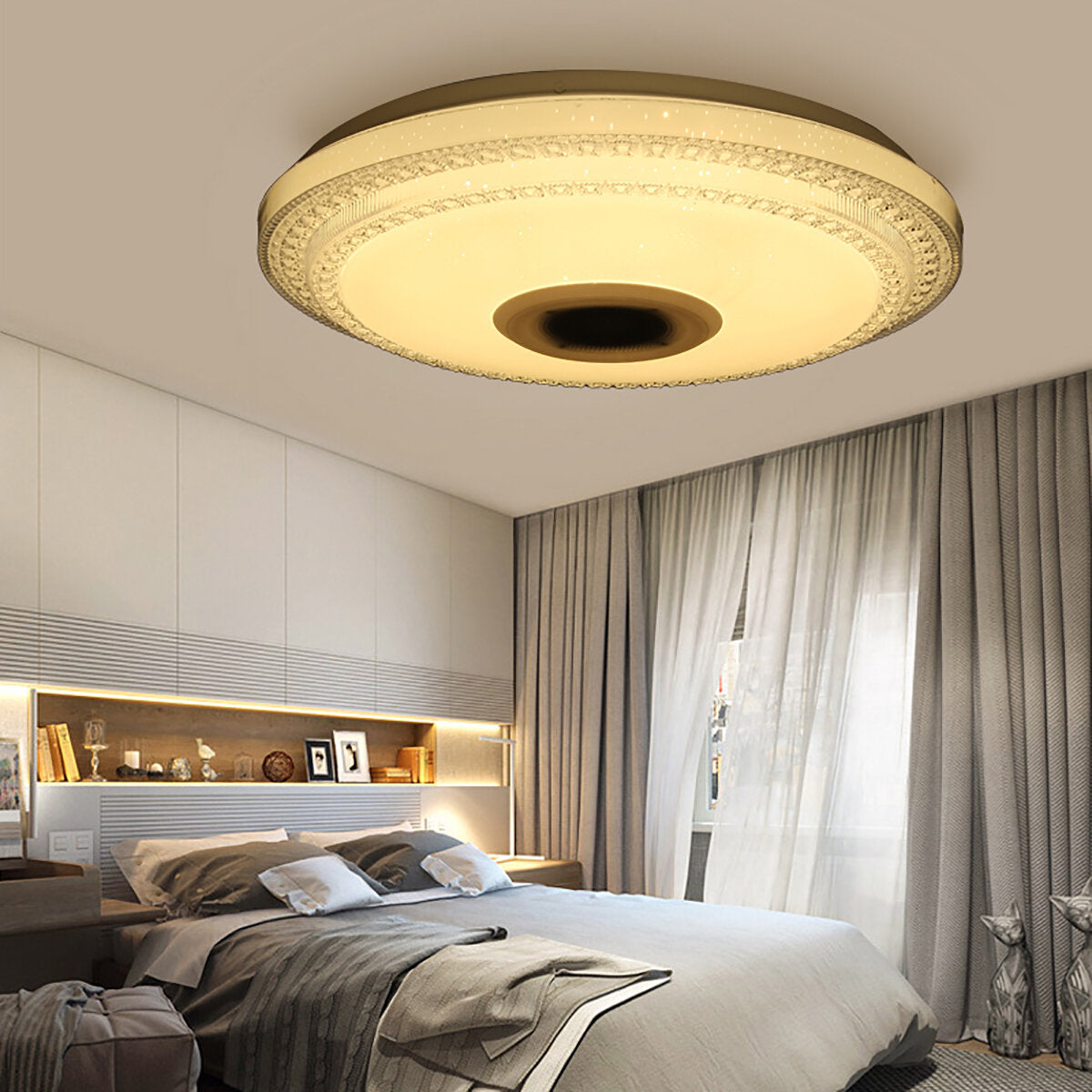 120W/200W Bluetooth LED Ceiling Light with RGB Music Speaker, Dimmable Lamp, and APP Remote Control