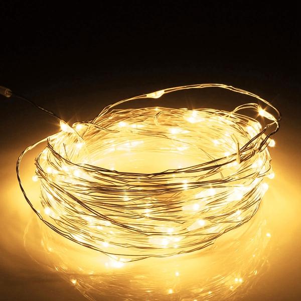 10M LED Silver Wire Fairy String Lights - 12V Christmas, Wedding, Party Decor Lamp