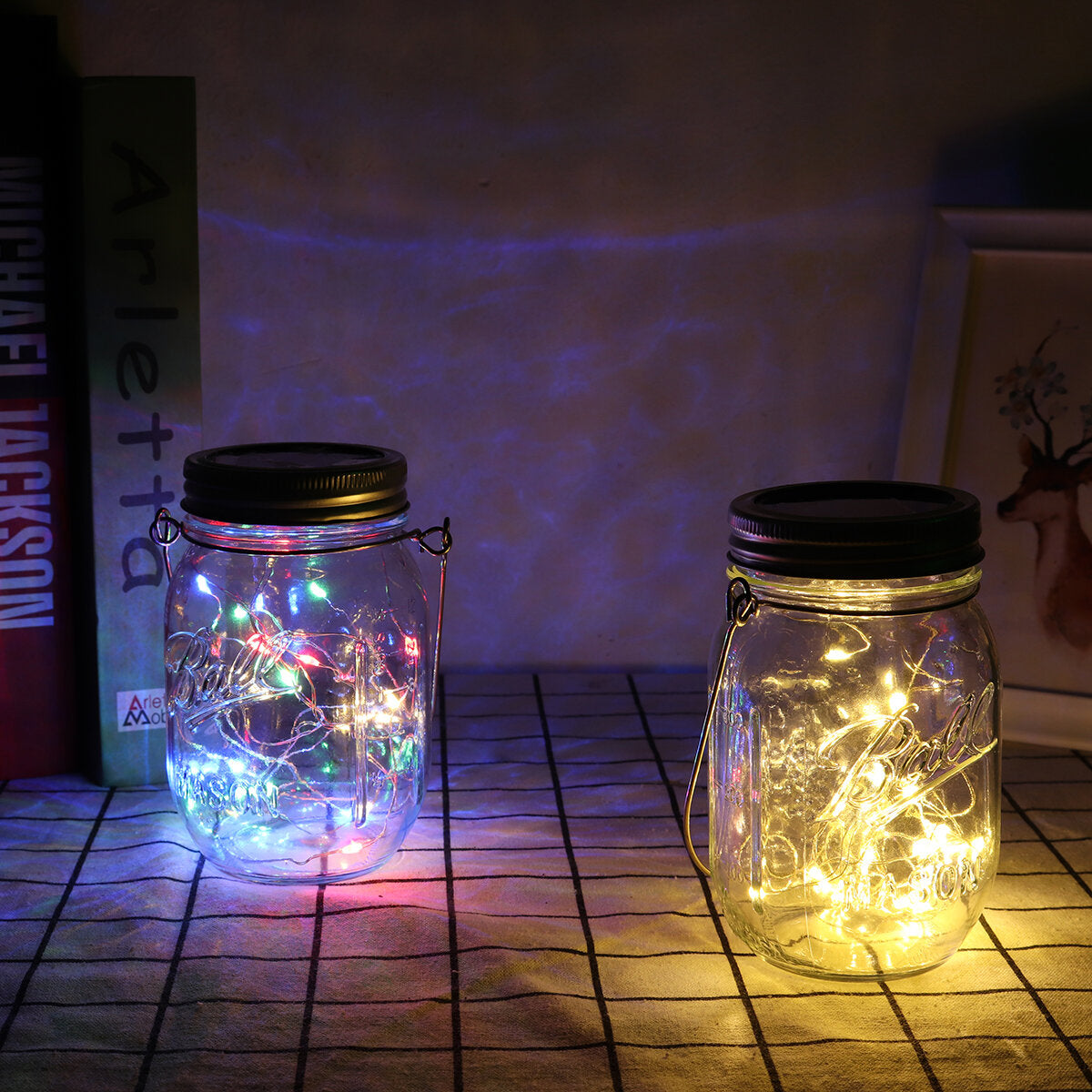 20 LED Solar String Lights - Mason Jar Lamps for Outdoor Garden Decor, Waterproof