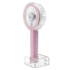 2-in-1 USB Rechargeable Mini Handheld Fan with Mirror and Light - Portable Desk and Personal Cooling Fan