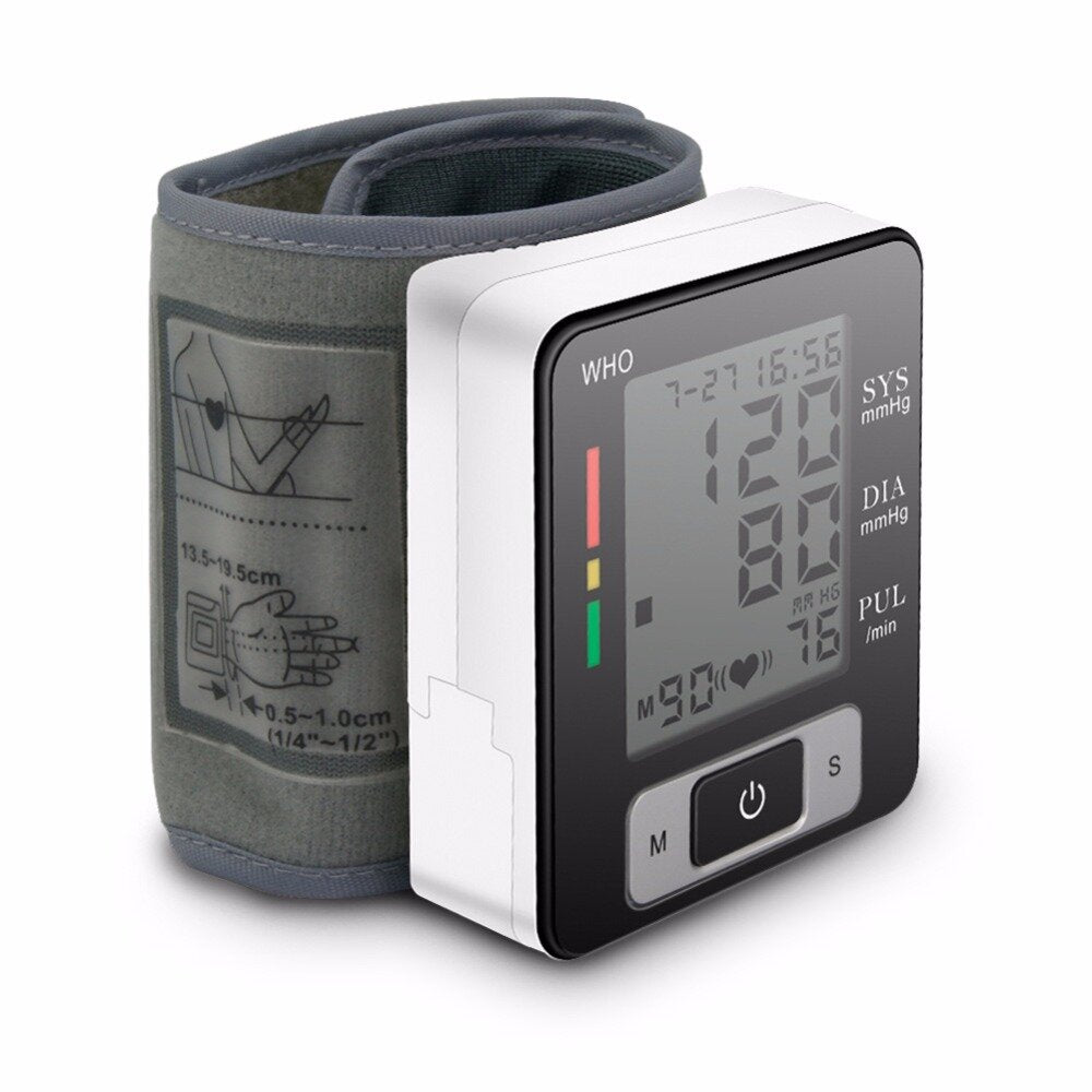 Home Automatic Wrist Blood Pressure Monitor with Voice, Digital Display, Oxygen & Blood Glucose Measurement