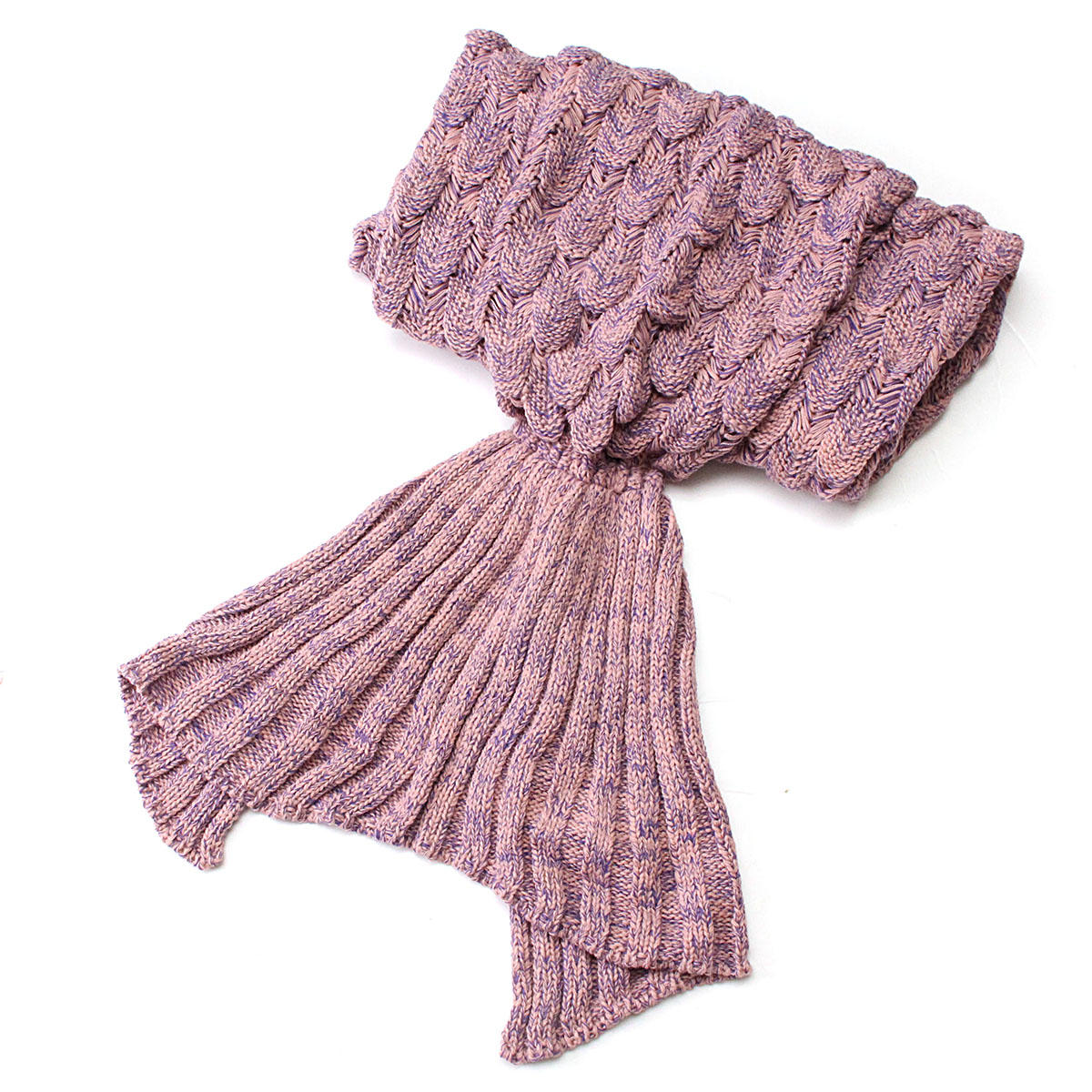 195x90cm Handmade Yarn Knitted Mermaid Tail Blanket - Super Soft Crochet Throw for Sofa or Bed