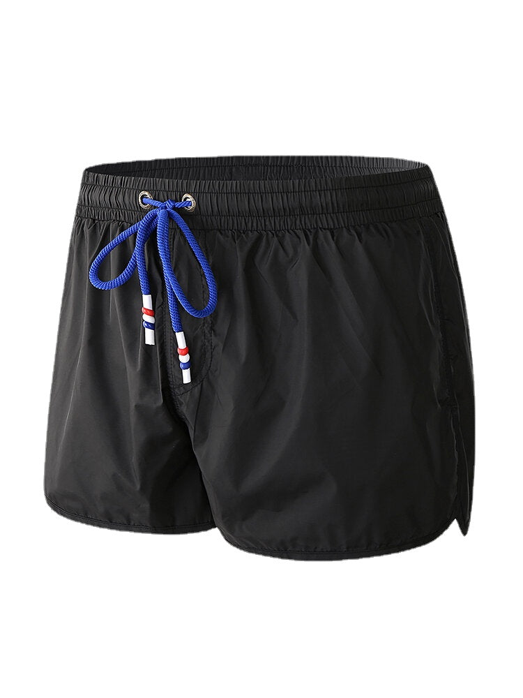 Schnelltrocknende, einfarbige Strand-Boardshorts für Herren mit Kompressionsfutter und Kordelzug