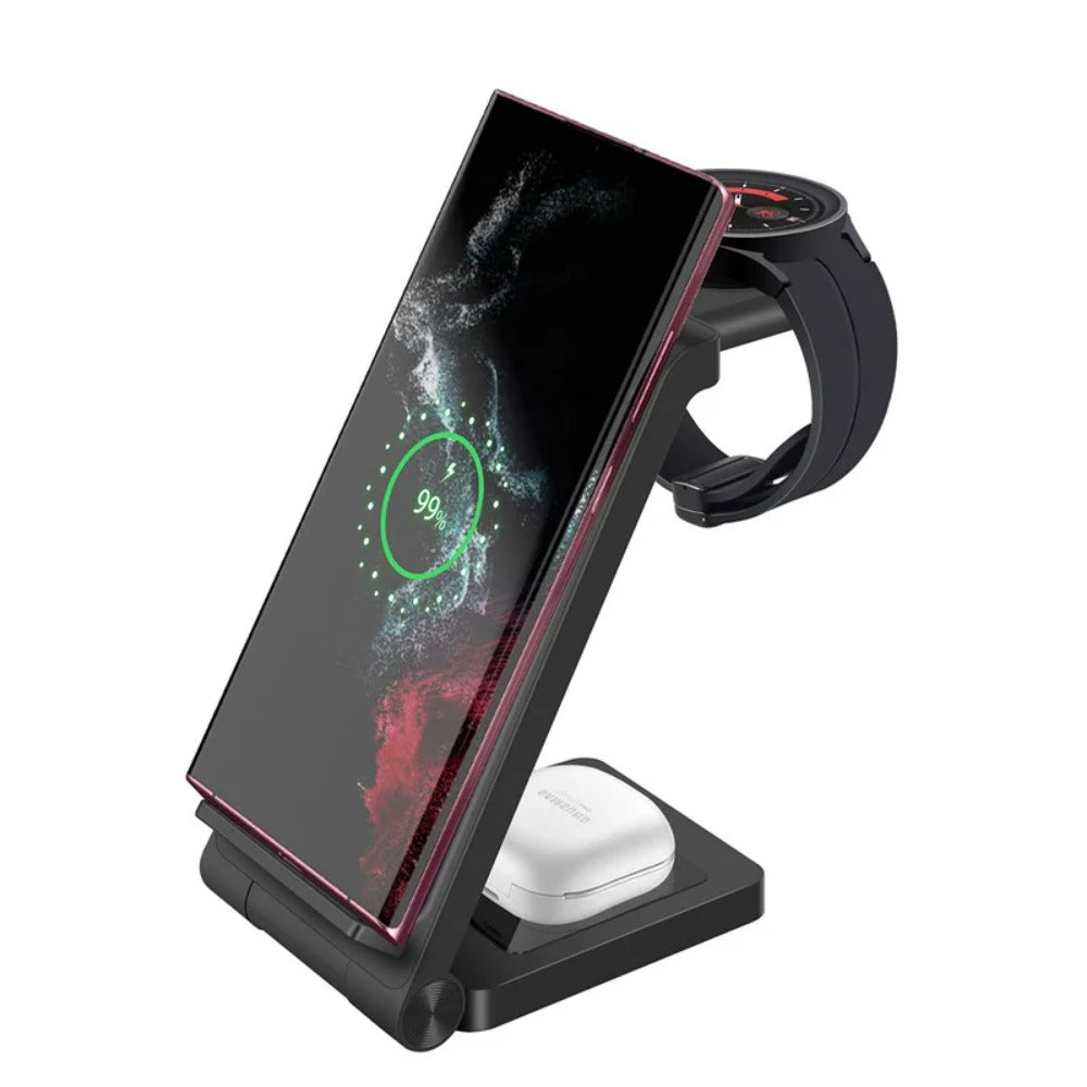 3-in-1 Wireless Charger Stand for Samsung S23 Ultra/S22/Note, Galaxy Watch, and Buds