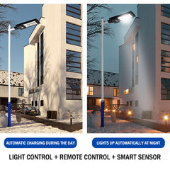 100-400W LED Solar Straßenlaterne mit PIR Bewegungssensor, Fernbedienung und 140-392 LEDs für Zuhause