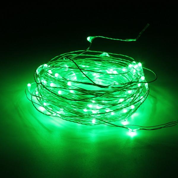 10M 100 LED Waterproof Silver Wire Fairy String Lights with Adapter for Xmas