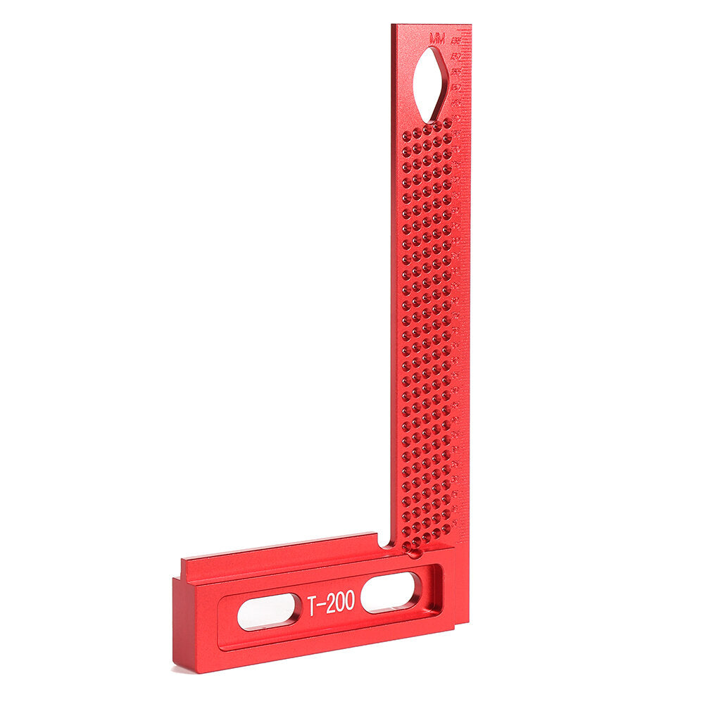 Aluminum Alloy 160/200mm L-Type Square Hole Measuring Ruler for Woodworking