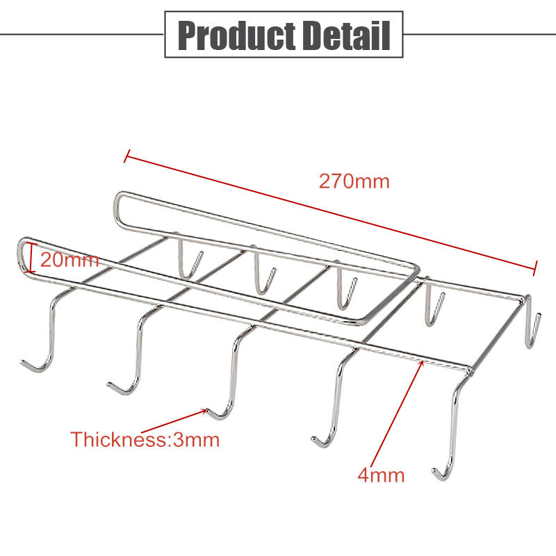 12 Stainless Steel Hooks Kitchen Storage Rack - Cupboard, Shelf, Dish Hanger, Chest Storage