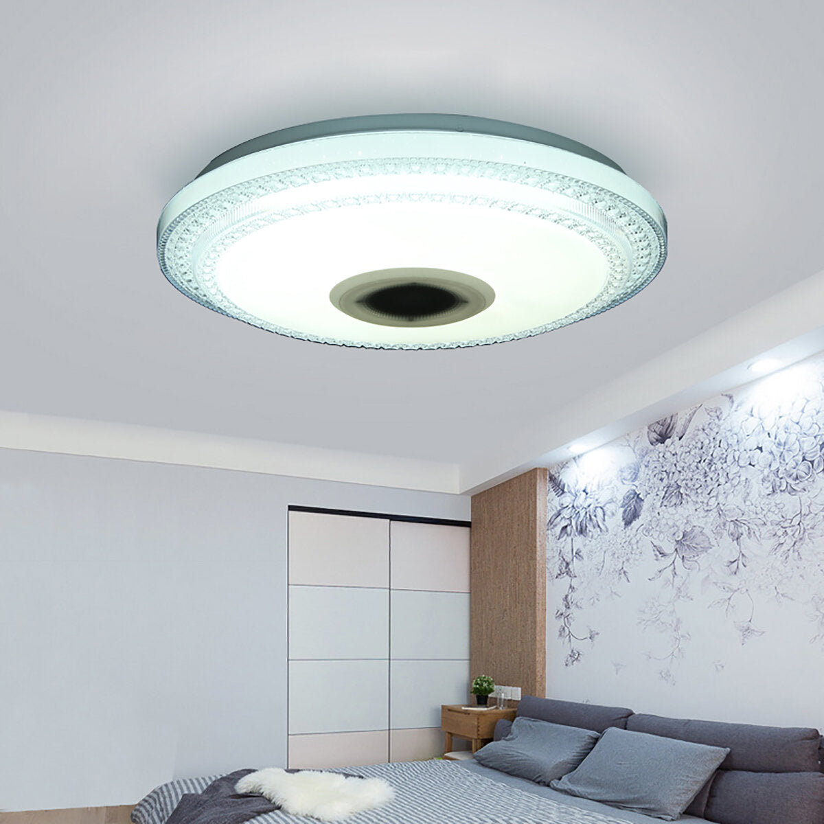 120W/200W Bluetooth LED Ceiling Light with RGB Music Speaker, Dimmable Lamp, and APP Remote Control